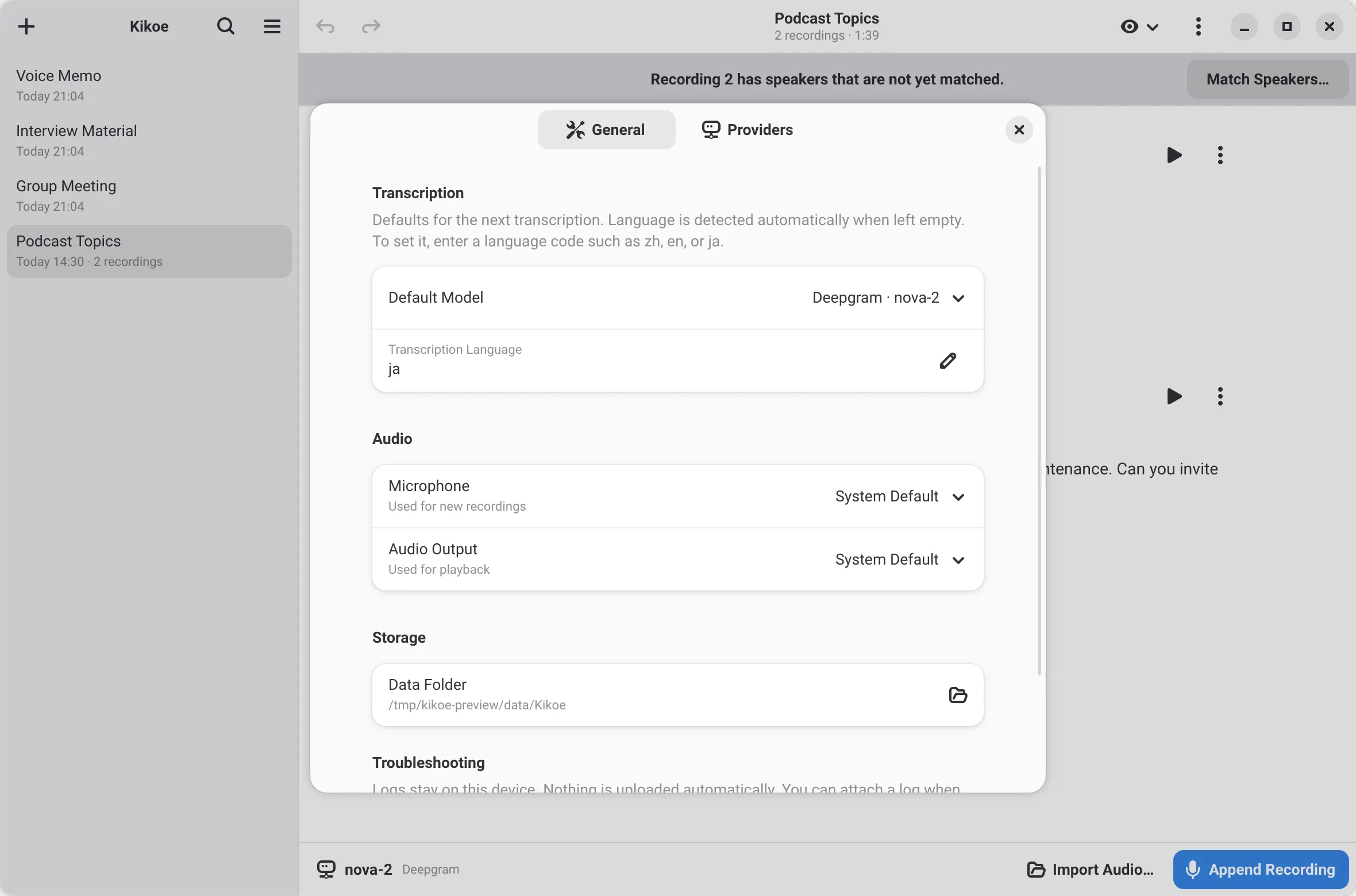Preferences with providers and local models